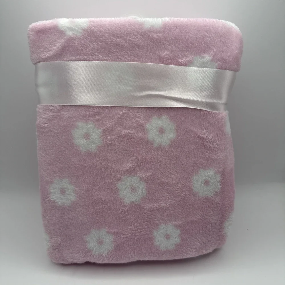 Parents Choice Pink Fox White Flower Plush Baby Blanket Walmart NWT